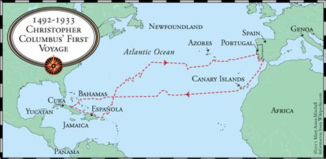 Columbus S First Voyage 1492 1493 Columbus Map Christopher Columbus