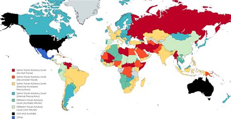 Comparing The Australian And Us Department Travel Advisory Levels R