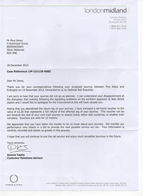 Complaint Letter To National Rail Pauljonesblog Com