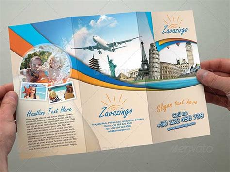 Complete Set Of Universal Blue Travel Brochure Psd Free Download