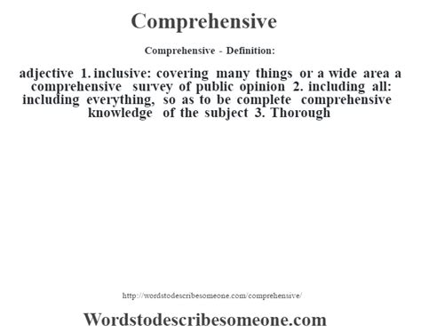 Comprehensive Definition Comprehensive Meaning Words To Describe Someone