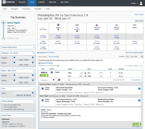 Concur S New User Interface Princeton Travel Expense