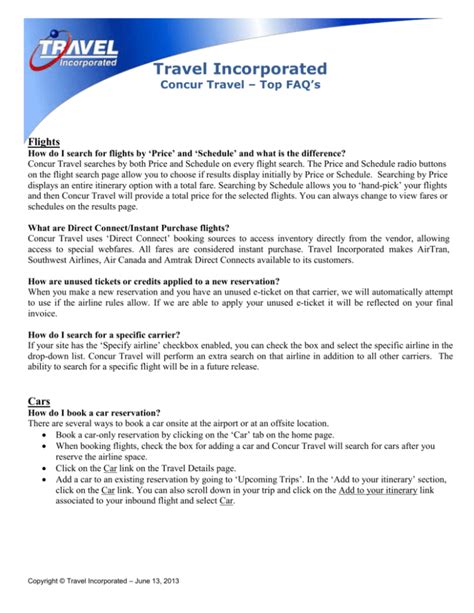 Concur Travel Top Faq S From Travel Inc