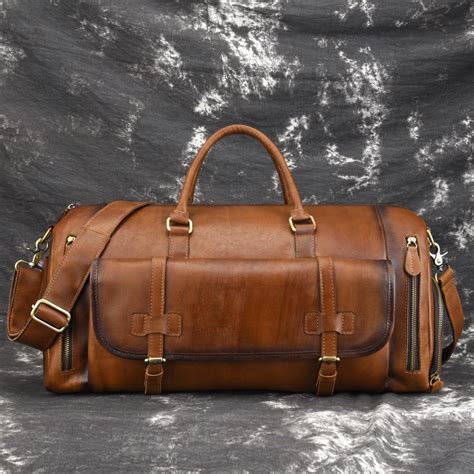 Cool Brown Leather Men Amp 39 S Overnight Bag Travel Bag Duffel Bag Weekender Ichainwallets