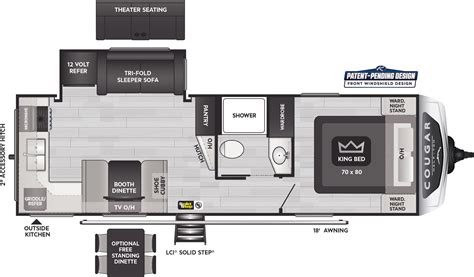 Cougar Half Ton Luxury Travel Trailers Model 25Mle Floorplan