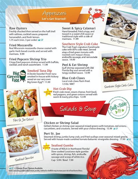 Crab Trap Destin Menu Options