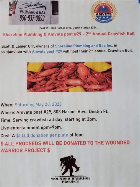 Crayfish Boil To Benefit Wounded Warrior Project Amvets Post 29 803