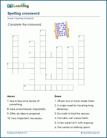 Crossword Puzzles For Grade 3 K5 Learning