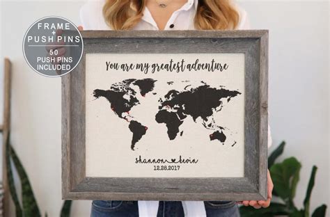 Custom Push Pin Travel Map You Are My Greatest Adventure Cotton