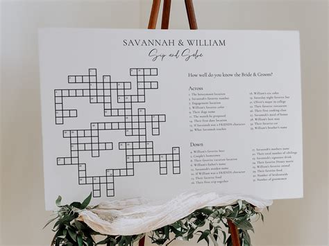 Custom Wedding Crossword Extra Large Minimalist Sip And Solve Etsy Australia