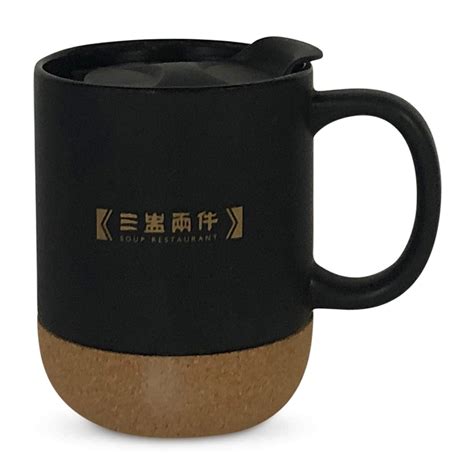 Customised 360Ml Cork Ceramic Mug With Logo Print Singapore