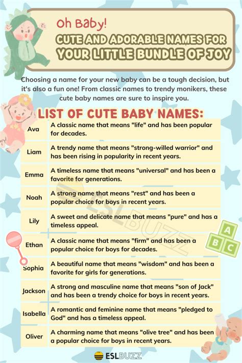 Cute Baby Names The Ultimate Guide For Your Little One S Name Eslbuzz