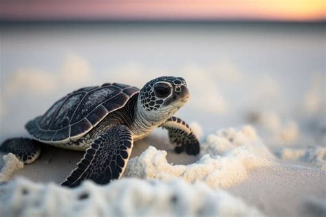 Cute Baby Sea Turtles In The Water