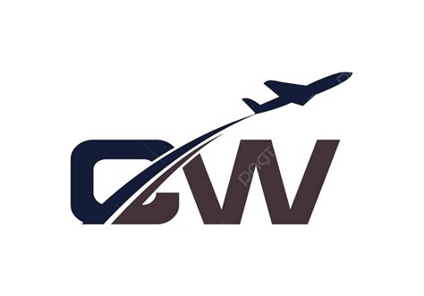 Cw Aviation Logo With Travel Theme Airplane Cargo Speed Vector