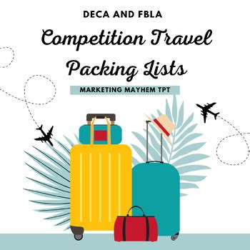 Deca And Fbla Competition Travel Packing Checklists By Marketing Mayhem