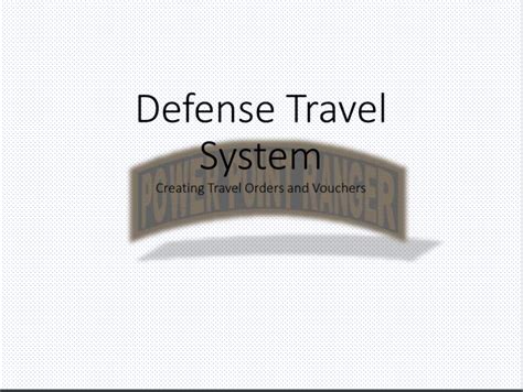 Defense Travel System Dts Training Powerpoint Ranger Pre Made