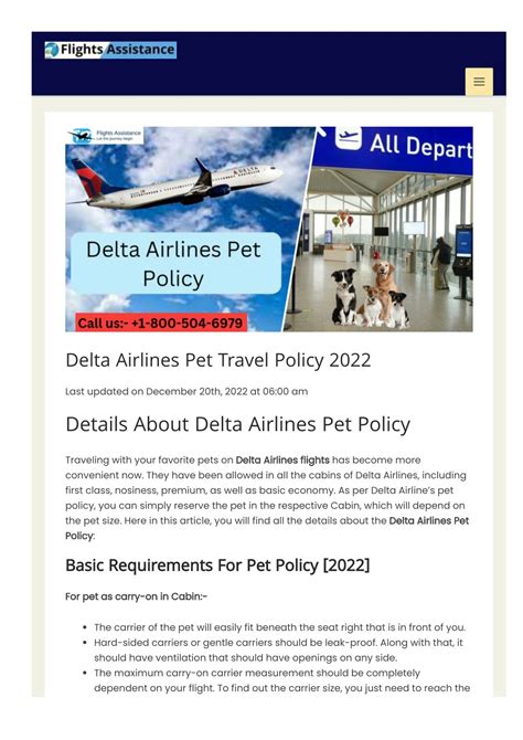 Delta Airlines Pet Travel Policy