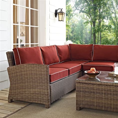 Destin 3 Piece Outdoor Sectional Chair And Coffee Table Set Sangria