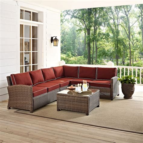 Destin 4 Piece Outdoor Sectional And Coffee Table Set Value City