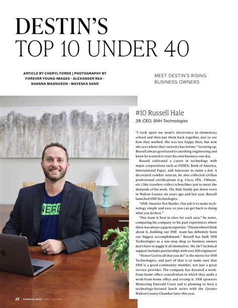 Destin City Life Honors Top 10 Under 40 Snh Technologies