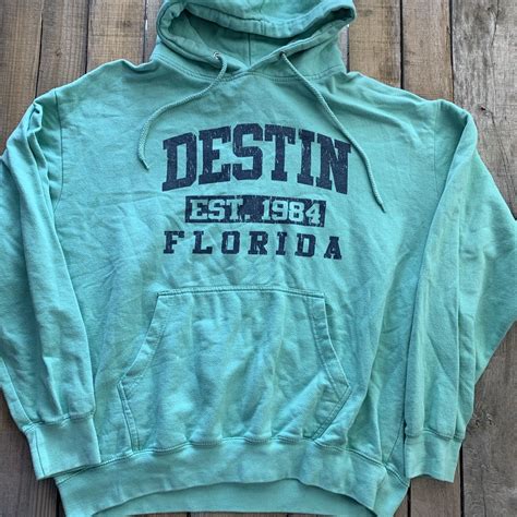 Destin Florida Est 1984 Green Hoodie Jacket Mens Size Gem