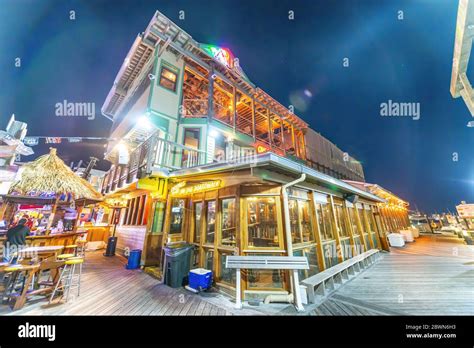 Destin Florida February 2016 Destin Harbor Boardwalk At Night With