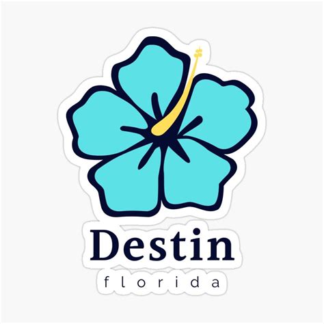 Destin Florida Hibiscus Flower Beach Sticker By Brokegranny Destin