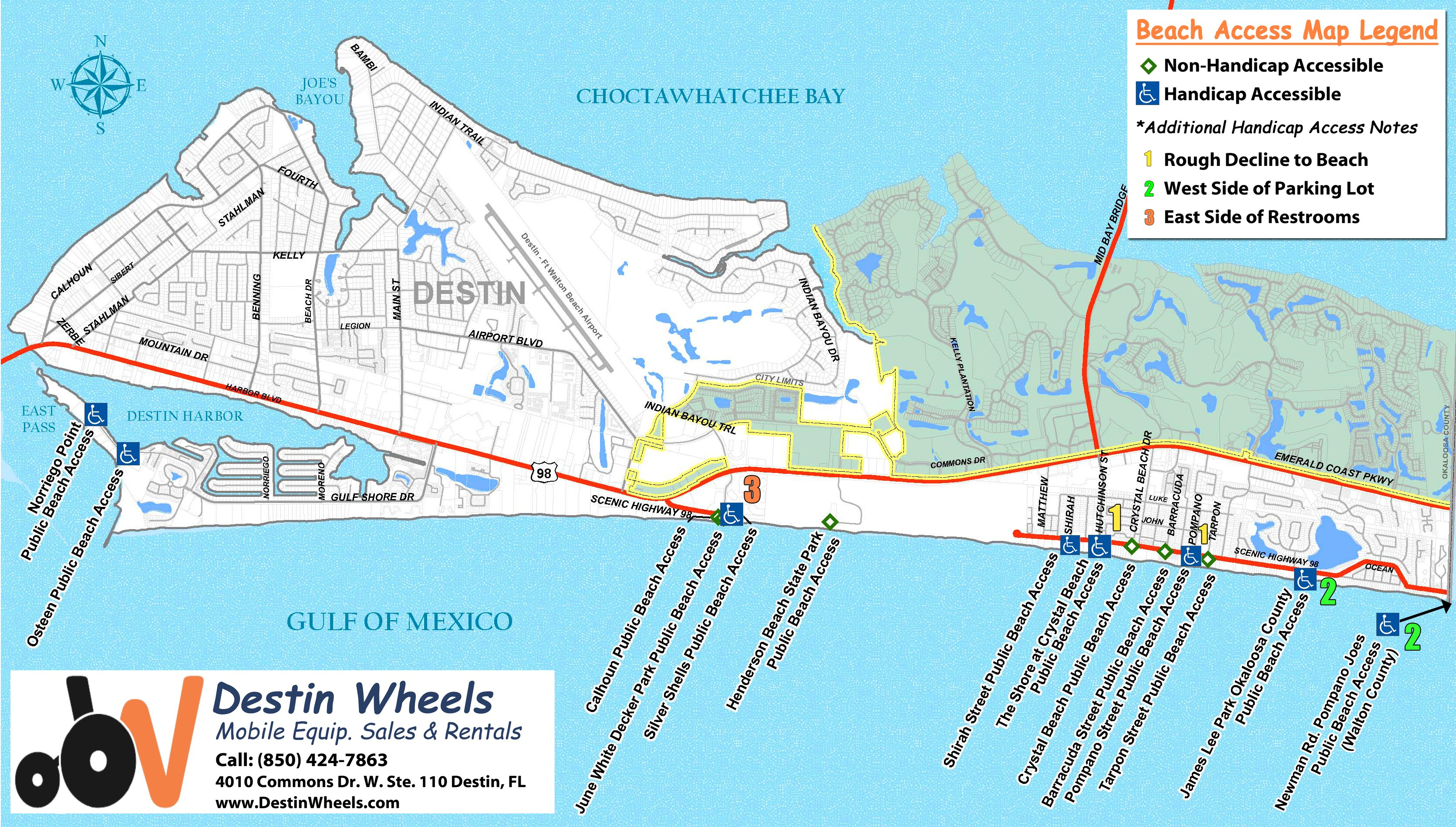 Destin Florida Map With Street Labels Digital Print Poster Printable