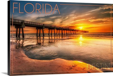 Destin Florida Pier And Sunset Wall Art Canvas Prints Framed Prints