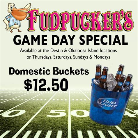 Destin Food Amp Drink Specials At Fudpucker Amp 39 S Beer Specials Drink Specials Beer Bucket