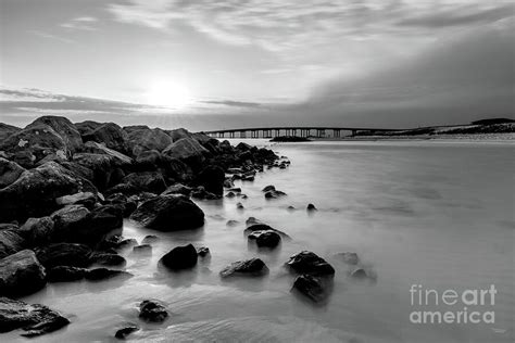 Destin Rock Jetty Smooth Sunset Grayscale Photograph By Jennifer White