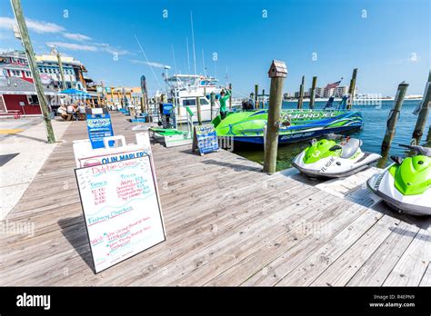 Destin Usa April 24 2018 City Town Harborwalk Village Sign For