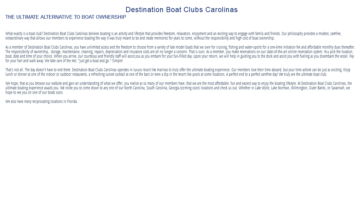 Destination Boat Clubs Carolinas Membership