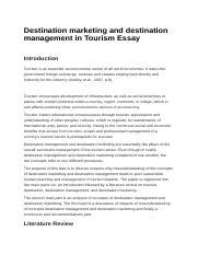 Destination Marketing And Destination Management In Tourism Essay 34234