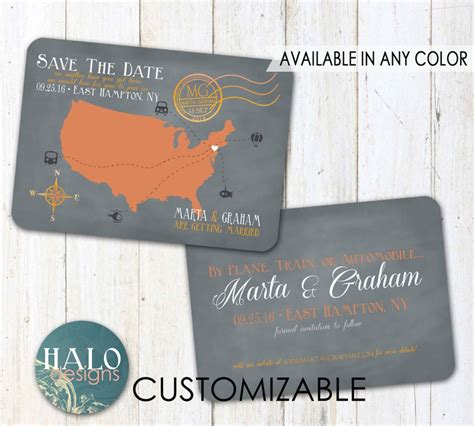 Destination Save The Date Any Color Postcard Destination Etsy