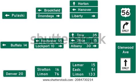 Destination Signs Roundabouts Guide Signs Conventional Stock Vector