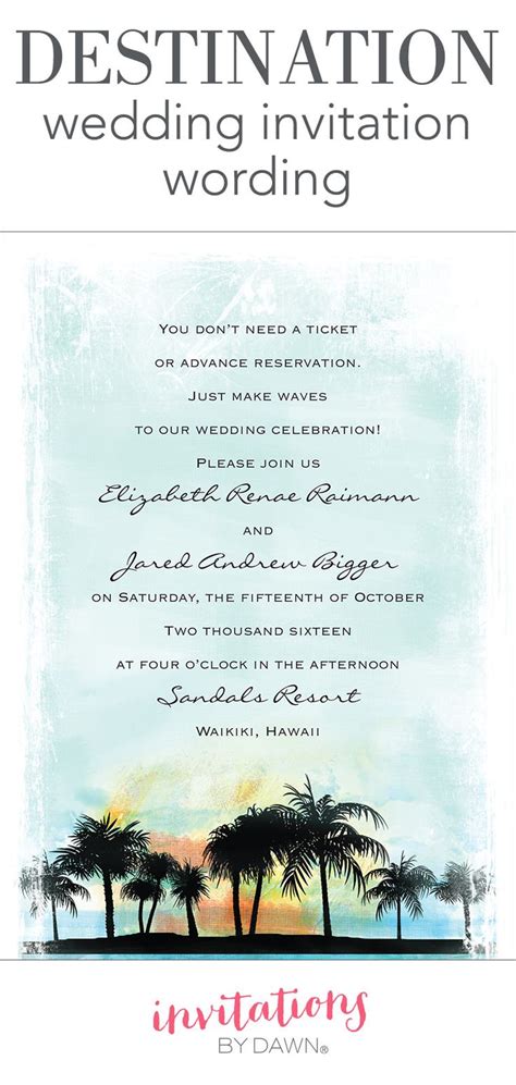 Destination Wedding Invitation Wording Samples