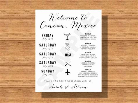 Destination Wedding Itinerary Template