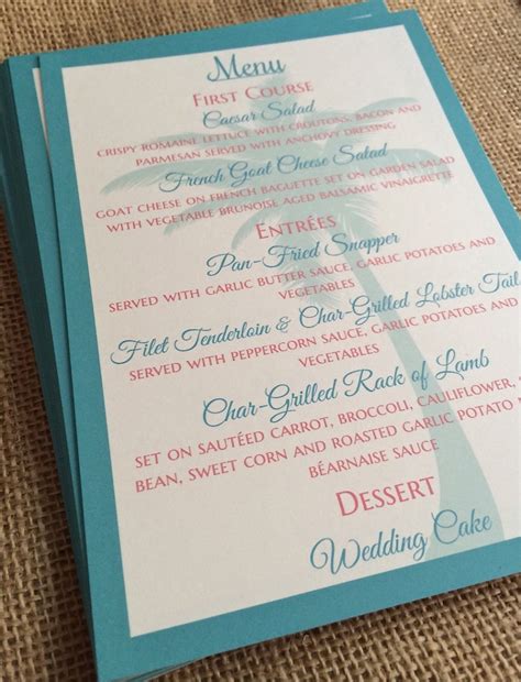 Destination Wedding Menu Printed Menus Wedding Menu Bridal Etsy