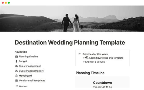 Destination Wedding Planning Template Notion Template