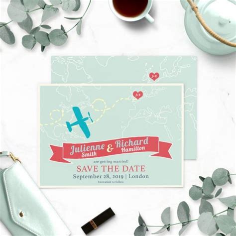 Destination Wedding Save The Date Retro Airplane Save The Date Map Save