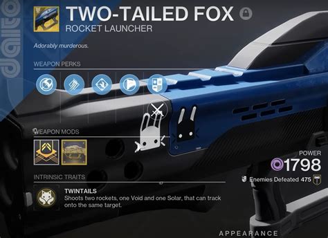 Destiny 2 How To Get The Two Tailed Fox Catalyst What It Does