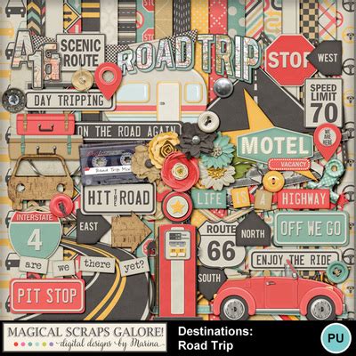 Digital Scrapbooking Kits Destinations Road Trip Msg Boys Entertainment Everyday Family