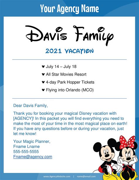 Disney Travel Agent Client Packet Template Kit Etsy