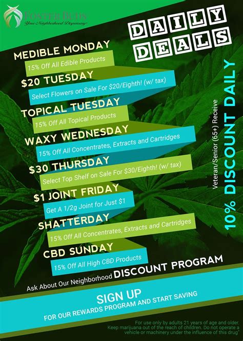 Dispensary Daily Deals Rewards Program Menu Inspiration The Fosters