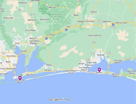 Destin to Pensacola Distance