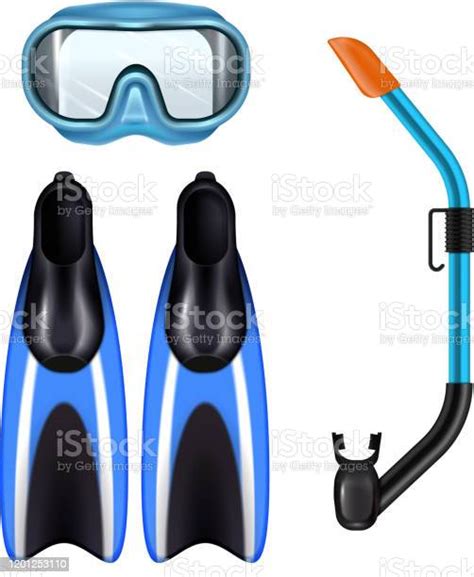 Diving Snorkeling Mask Flippers Realistic Stock Illustration Download