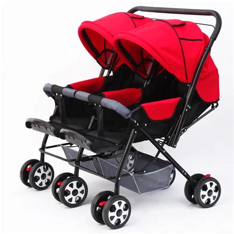 Double Baby Stroller Pram For Twins Newborn Baby Carriage Can Sit Lie Flat Folding Baby Car Twin