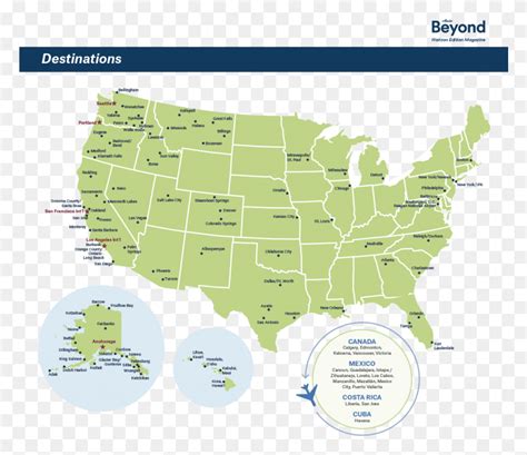 Download Alaska Airlines Destinations Pdf Usa Map 2018 Hd Png