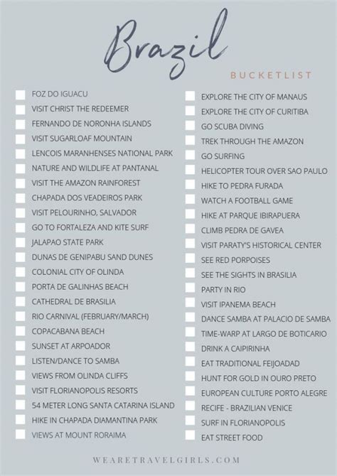 Download The We Are Travel Girls Brazil Bucketlist This Handy